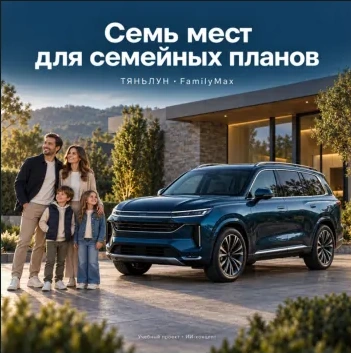 Разработанный рекламный макет автомобиля FamilyMax